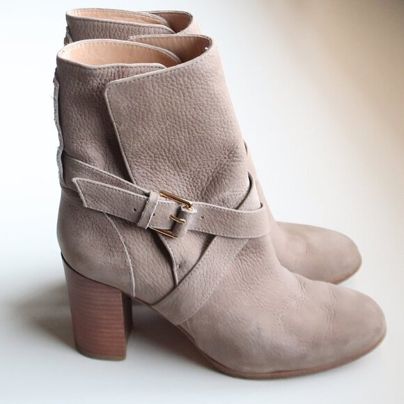 kate spade Shoes - Kate Spade Lexy Taupe Leather Block Heel Ankle Boots Booties Size 6.5